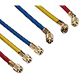 Yellow Jacket 21985 Plus II Hose Standard 1/4" Flare Fittings, 60", Red/Yellow/Blue (Pack of 3)
