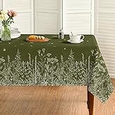 Horaldaily Spring Summer Summer Tablecloth 60x84 Inch Oval, Wild Flowers Floral Moss Green Washable Seasonal Table Cover for Party Picnic Dinner Decor…