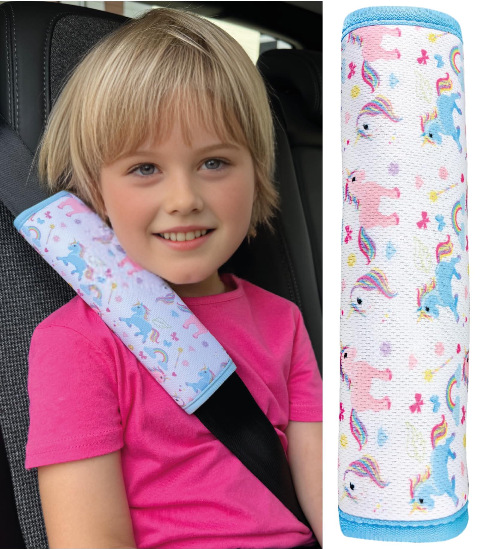HECKBO 1x Kids Car Seat Belt Pads Seat Belt Protectors - Unicorn - Seat Belt Pads for Kids and Babies- Ideal for Any Seat Belt Car Booster Seat Kids Bicycle