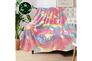 COMFAR Unicorn Glow in The Dark Blankets for Girls, Kids Blankets for Baby/Toddler, Unicorns Gifts for Girls Age 1-12, Soft Fleece Blanket 40"x 50"