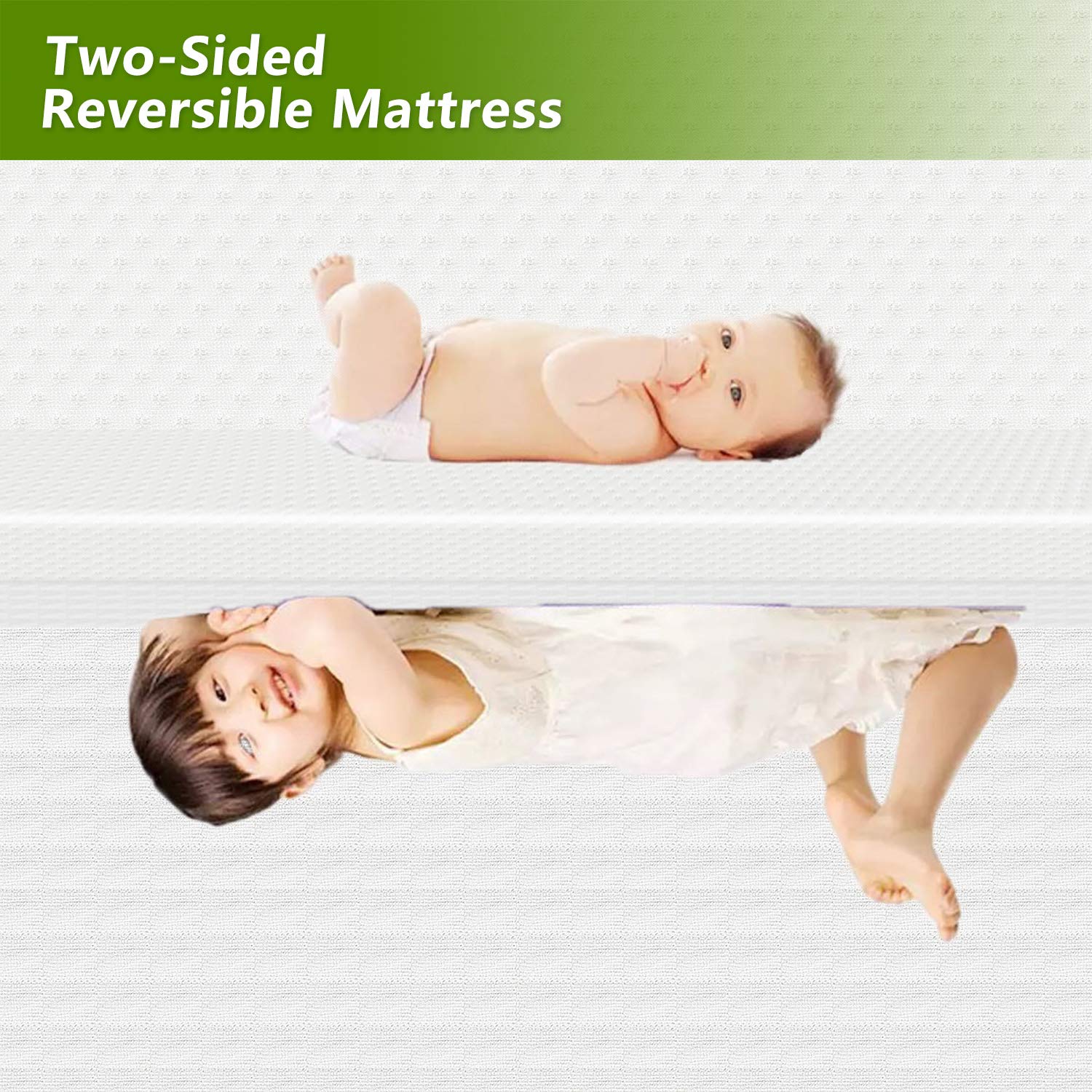 Baby Crib Mattress, Toddler Bed Mattress for Infant Newborn Kids, Breathable Premium Dual Sided Comfort Memory Foam Toddler Bed Mattress with Removeable Cover, White : Baby