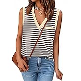 FERYSHE Tank Tops for Women 2025 Summer Shirt Loose Fit V Neck Sleeveless Knit Blouse Casual Striped Y2K Womens Clothes