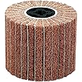 SALI Non Woven Wire Abrasive Drawing Polishing Burnishing Wheel Flap Wire Brush Drum Surface Conditioning Tool for Metal Surface Polishing Grinding Removing Rust 120x100x19mm with Sandpaper 60 Grit