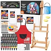 66 Pack Acrylic Paint Set, Shuttle Art Acrylic Painting Set with 30 Colors Acrylic Paint, Wooden Easel, Painting Canvas, Paint Brushes, Palettes, Art Painting Supplies for Kids Adults Beginner Artists