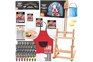 66 Pack Acrylic Paint Set, Shuttle Art Acrylic Painting Set with 30 Colors Acrylic Paint, Wooden Easel, Painting Canvas, Paint Brushes, Palettes, Art Painting Supplies for Kids Adults Beginner Artists