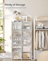 SONGMICS Interlocking Shoe Rack 10-Slot Modular Storage Unit White view 2