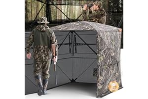 VEVOR Hunting Blind，See Through Ground Blinds with Carrying Bag, 360 Degree Portable Camouflage Tent，Durable Concealed Shelter with Silent Side Door and Window, for Turkey and Deer