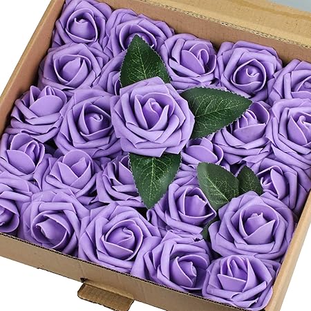 Vlovelife Lot De 25 Fleurs Artificielles Ivoire Realistes Pour Mariage Centre De Table Arrangements Anniversaire Evenement Prenatal Interieur Fetes Decoration Lavande 3 Amazon Fr Cuisine Maison