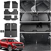 HOUCLEMIC Floor Mats for 2018-2025 2026 Volkswagen Atlas 7 Passenger Bench Seating (Not for Cross Sport)-All Weather TPE Cargo Mat with Backrest Mats for VW Atlas Accessories