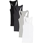 Zenana Outfitters 4 Pack Womens Basic Ribbed Racerback Tank Top