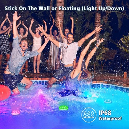 Lumiere Piscine Creusé 2-Pack LED Submersible Lights With Remote - 16 Color Changing Pool Lights Battery Operated Battery Operated Pool Lights With Remote