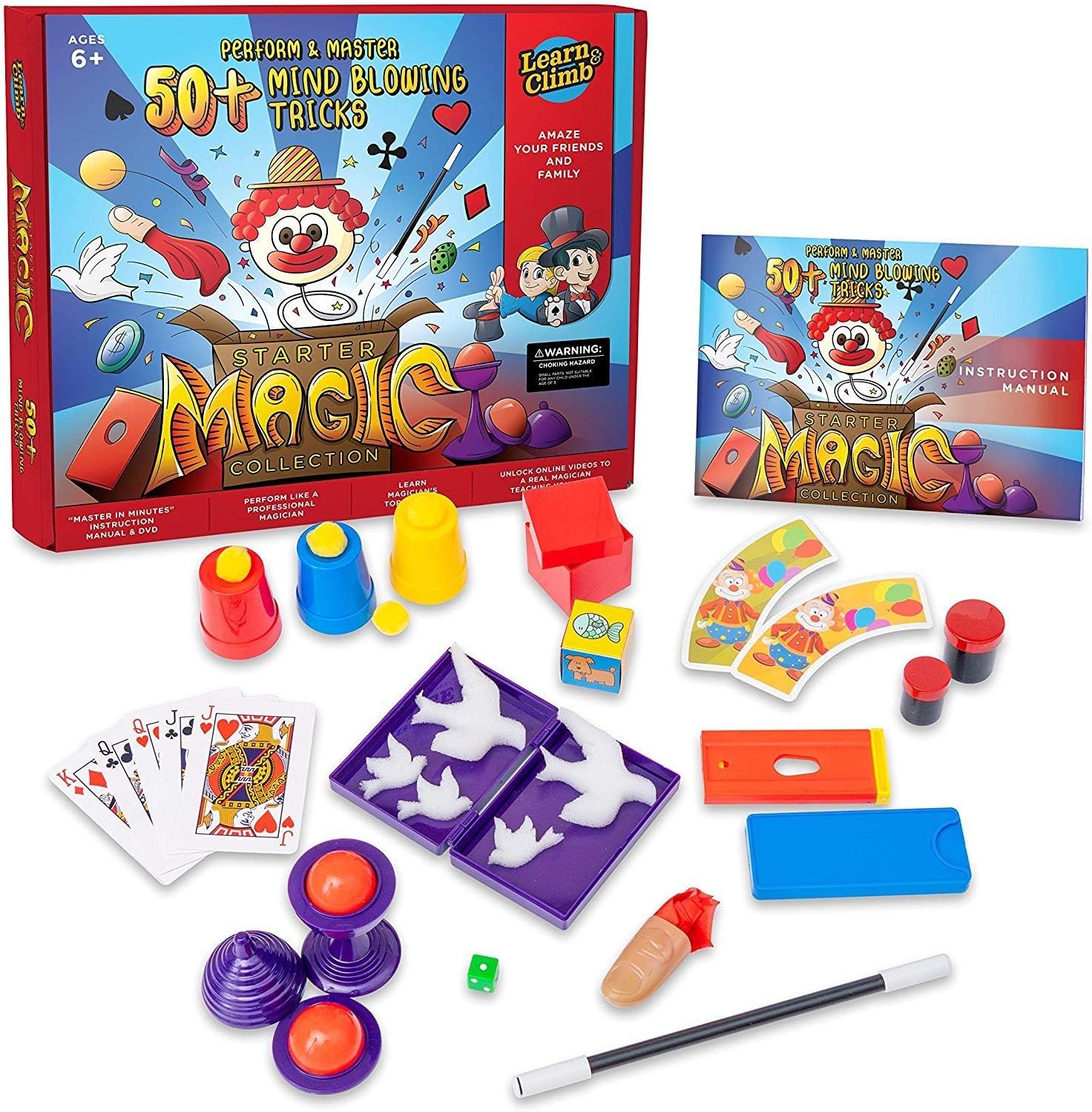 Learn & Climb Magic kit Set for Kids - 50+ Magic Tricks. Clear Instruction Manual & DVD: Toys & Games