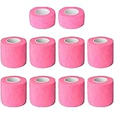FEILIBAY 10 Pack Self Adherent Bandage Wrap Elastic Cohesive Bandage Self Adhesive Tape Vet Wrap Tape 2 Size (8Pack 2'' and 2Pack 1''), Pink