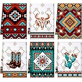 Boyiee Set of 6 Southwestern Kitchen Towels Boho Aztec Theme Dishtowel Native American Hand Tea Towels 24 x 16 Inches for Absorbent Kitchen Decor with Hanging Loop for Room Home Housewarming Gift