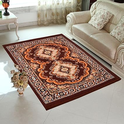 Home Elite Traditional Abstract Polyester Carpet - 55x80, Brown