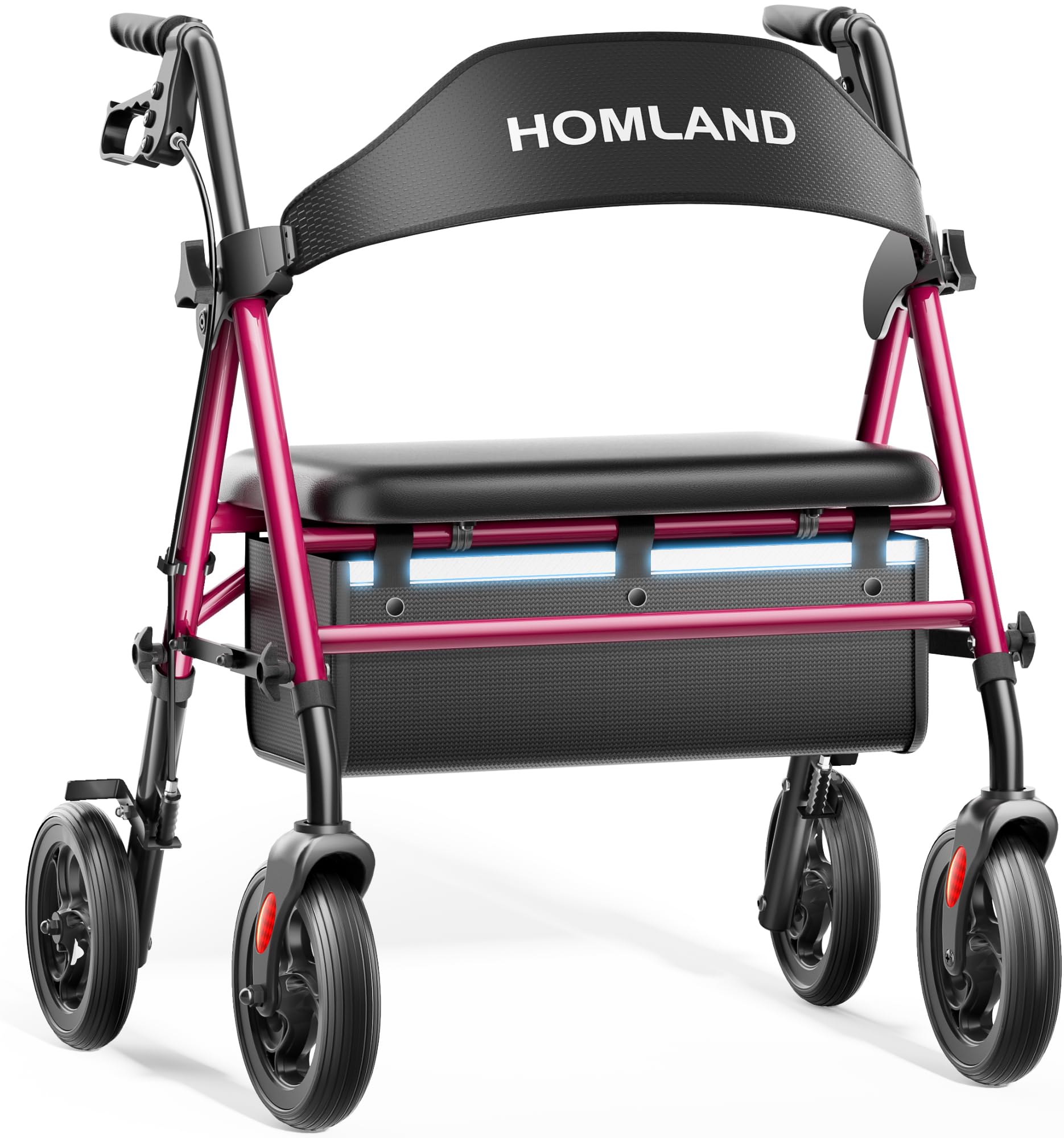 Photo 1 of HOMLAND Bariatric Walkers for Seniors, 500lb Heavy Duty Rollator Walker with Extra Wide Padded Seat, 8” All Terrain Foldable Rolling Walker with Dual-Height Adjustable