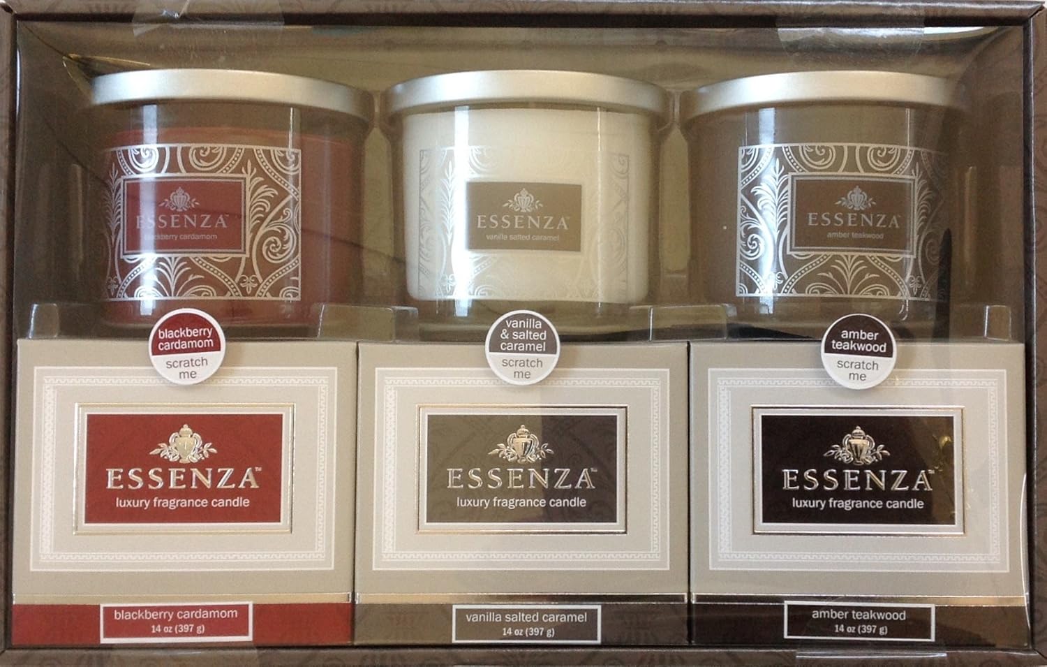 ESSENZA Luxury Fragrance Candles 3PC Gift Set (BlackBerry Cardamom
