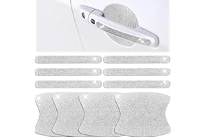 Frienda 10 Pieces Bling Car Accessories for Women Bling Car Door Handle Protector Door Handle Covers for Car Rhinestone Car Bowl Protector Accessories Women Stickers(Silver)