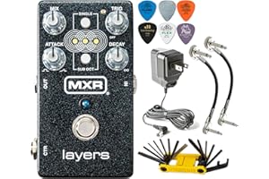 MXR M307 Layers Harmonic Sustain Electric Guitar Effects Pedal with Tonebird Bundle with MXR Patch Cables, Groovetech Multi-Tool, Dunlop Picks and ECB003 9V Power Supply
