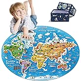 World Map Round Jigsaw Puzzles,Geography Floor Puzzle for Kids,Large 70 Piece Puzzle for Toddler Ages 3-5,Preschool Learning 