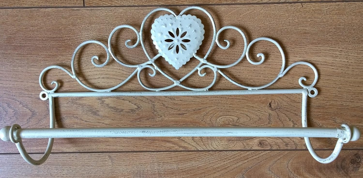 Kleiner Handtuchhalter / Küchenrollenhalter, Metall, auf alt gemacht im