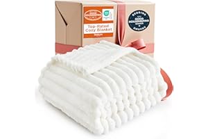 Bedsure Throw Blanket Living Room Home Decor- Gift for Mom Women Men, Soft Fluffy Fleece Cozy Fuzzy Plush Warm White Couch Be