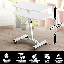 SHW Mobile Height Adjustable Laptop Rolling Cart