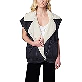 [BLANKNYC] Womens Luxury Clothing Denim and Sherpa Oversized Vest, Comfortable & Stylish
