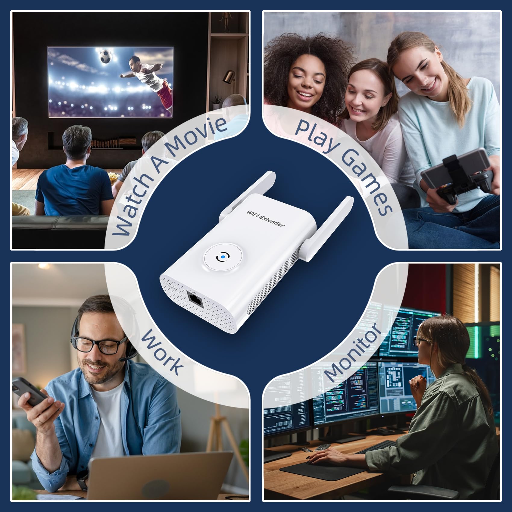 2024 WiFi Extender, 2.4G/5G WiFi Extenders Signal Booster for Home Covers Up to 9800 Sq. Ft and 40 Devices, 4.5X Faster Dual Band WiFi Booster and Signal Amplifier