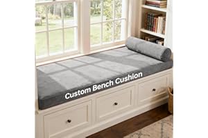 Ylymence Custom Size Bench and Bay Window Cushion – Indoor/Outdoor Waterproof Cushion for Patio Furniture, Window Seat, Piano
