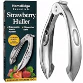 Strawberry Huller - Pitter &amp; Corer Tool to Remove Stems from Fruits | Pit &amp; Stem Remover, Stainless Steel, Dishwasher Safe, Quick Dessert Prep, Easy Locking Ergonomic Handle, Tomato Corer Tool