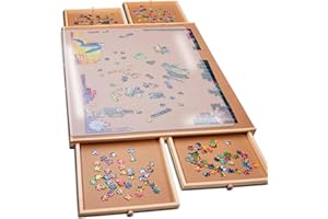 PlayVibe 1000 Piece Puzzle Board with Drawers and Cover - Thanksgiving Puzzles for Adults, Portable Wooden Jigsaw Puzzle Tray with Drawers, Solve Station & Sturdy Table