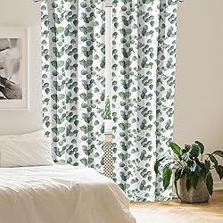 Ambesonne Leaf Curtains, Watercolor Style Pattern