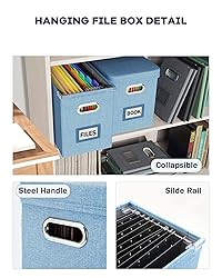 Oterri File Organizer Box with Lid, Hanging Filing