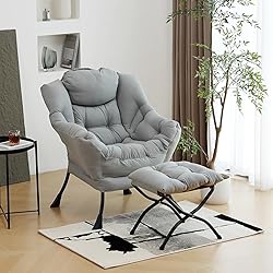 Furlide Lazy Chair with Ottoman, Modern Chair with