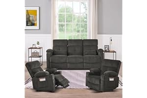 Consofa Recliner Sofa Set for Living Room, 2 Pieces Recliner Furniture Sofa Set, Power Reclining Sofa and Recliner, Reclining Sofa, Wall Hugger Reclining Sofa for Living Room