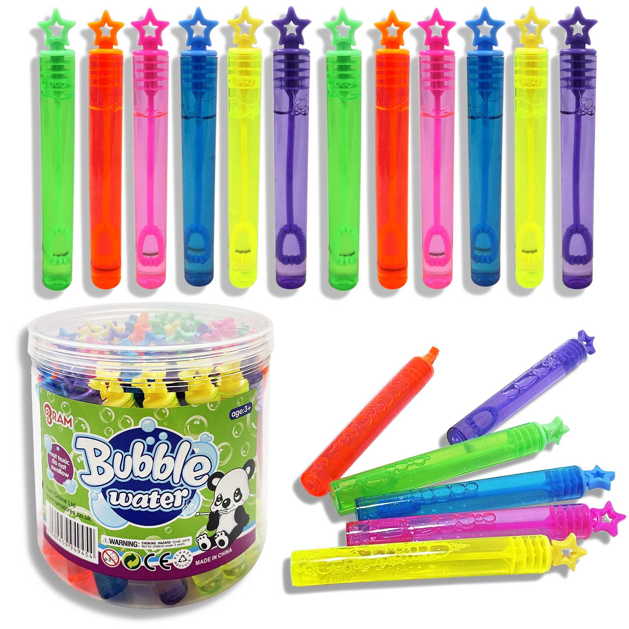 Ram Bubbles For Kids, Pack of 48 Bubble Wands With 5ml of Bubble Mixture, Fun Garden Toys For Kids, Party Bag Fillers For Birthday Parties, Gifts For Girls Boys 3+