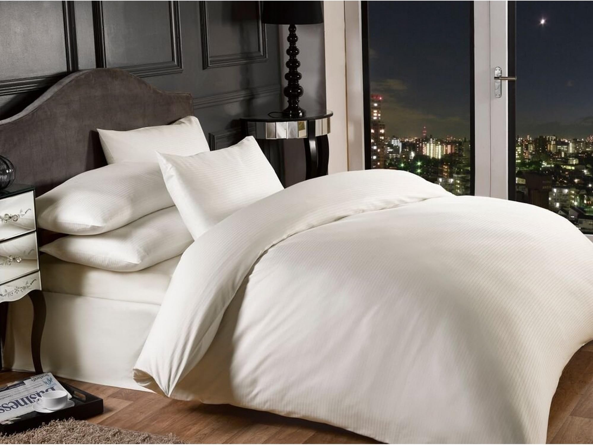 Vivente Home Bedding Set – Finely Dressed Rich in Cotton (1000 Thread Count Per Inch) Super King cream