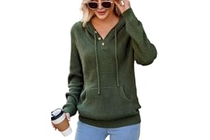 VIMPUNEC 2025 Fall Womens Hoodies Oversized Casual Fashion Sweaters Long Sleeve V Neck Knit Pullover Tops