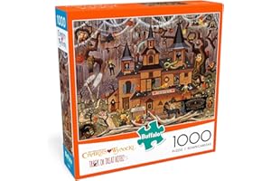 Buffalo Games - Charles Wysocki - Trick or Treat Hotel - 1000 Piece Halloween Puzzle - Colorful and High-Quality Fall Puzzles for Adults – Spooky Autumn Artwork, and Hours of Relaxing Seasonal Fun