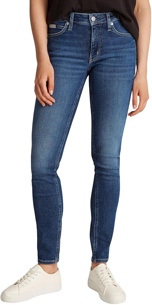 Calvin Klein Women’s Mid Rise Skinny Fit Jeans, Blue (Denim Dark), 34W/29L