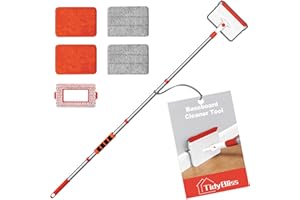 TidyBliss Baseboard Cleaner Tool with Handle, 55.9” Long Wall and Base Board Cleaning Mop, 4 Reusable Pads, 1 Stiff Bristle S