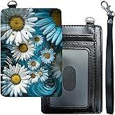 GFRGTFHYT Slim Minimalist Wallet for Men & Women [ Wrist Strap ] PU Leather RFID Blocking Front Pocket Credit Card Holder Small Wallets Card Cases with ID Window, Small Daisy