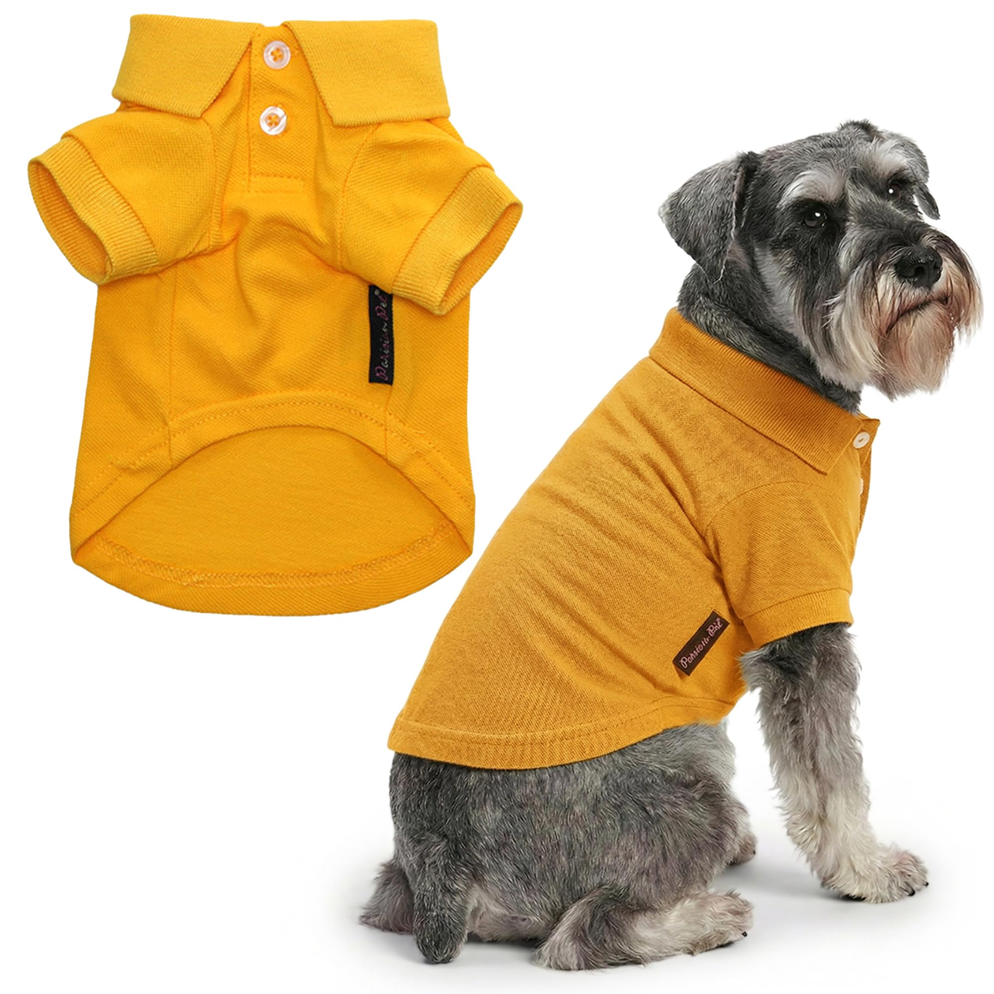 Parisian Pet Yellow Polo Shirt for Dogs - 100% Cotton, Breathable Summer Outfit for Puppy Dog, Cat |Solid Color Dog Shirts - Size 2XL