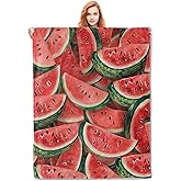 Watermelon Blanket Gifts for Women Girls Adults Kids Soft Warm Lightweight Cozy Red Watermelon Fruit Theme Throw Blankets for Bed Living Room Sofa Travel Home Decor 50"x60"