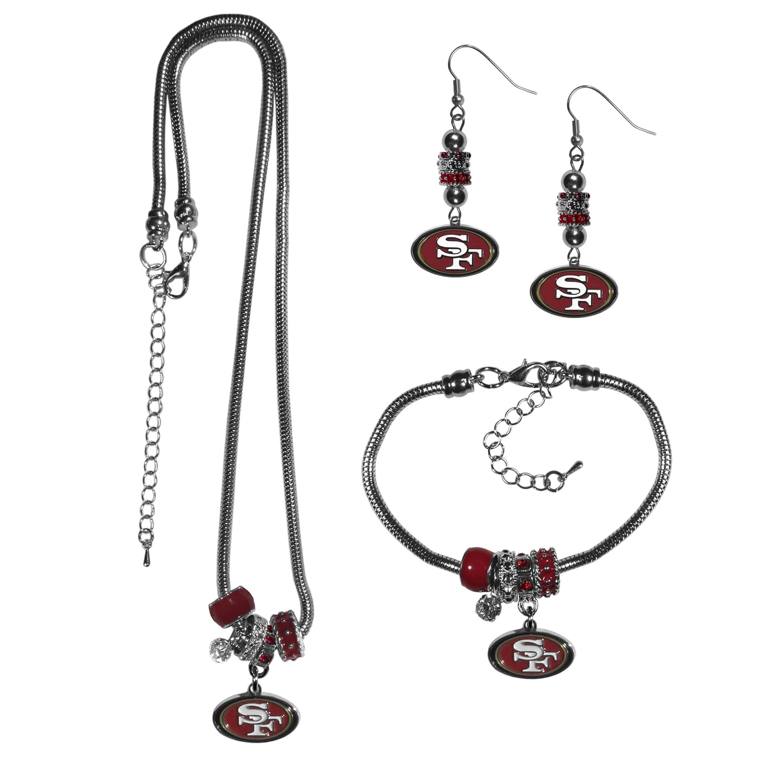 Siskiyou NFL Womens Euro Bead Jewelry 3 Piece Set