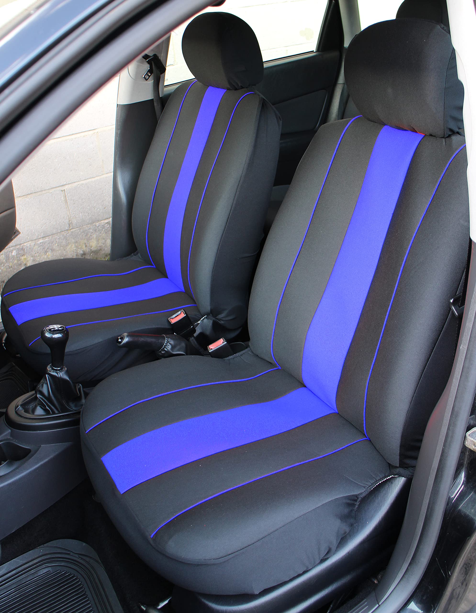 Carseatcover-UK® Front Pair of SPEEDSTER Blue Fabric Car Seat Covers Protectors