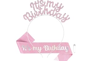 Araluky Rainbow Birthday Headband for Women IT'S MY BIRTHDAY Headband & Its My Birthday Sash and Hairband for Women Birthday Headband Headbands for Women Girls Parties Favors Gift (Pink)