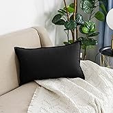 Jeanerlor Cotton Linen Decorative 12"x20" Lumbar Throw Pillow Case Cushion Cover with Twin Needles Stitch on Edge,for Wedding/Party/Gift/Car (30 x 50cm), Black