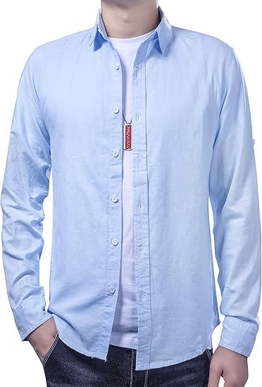 Amazon Ailokoso 形態安定 シャツ メンズ カッターシャツ ワイシャツ Yシャツ 長袖 カジュアル ビジネス リネン 綿 麻シャツ 黒 シャツ 白シャツ ボタンダウン オックスフォード アイシャツ イージーケア スマシャツ ウェスタンシャツ Xl ブルー 長袖レギュラー M0501